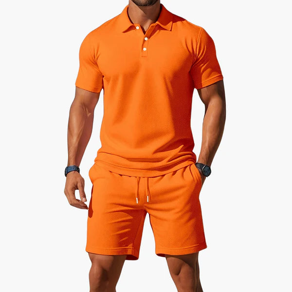 Aiden – Summer Polo Shorts Set with Textured Detailing
