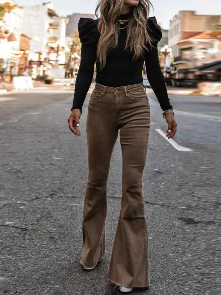 Amelie – High Waist Flared Trousers with Slim Fit Silhouette