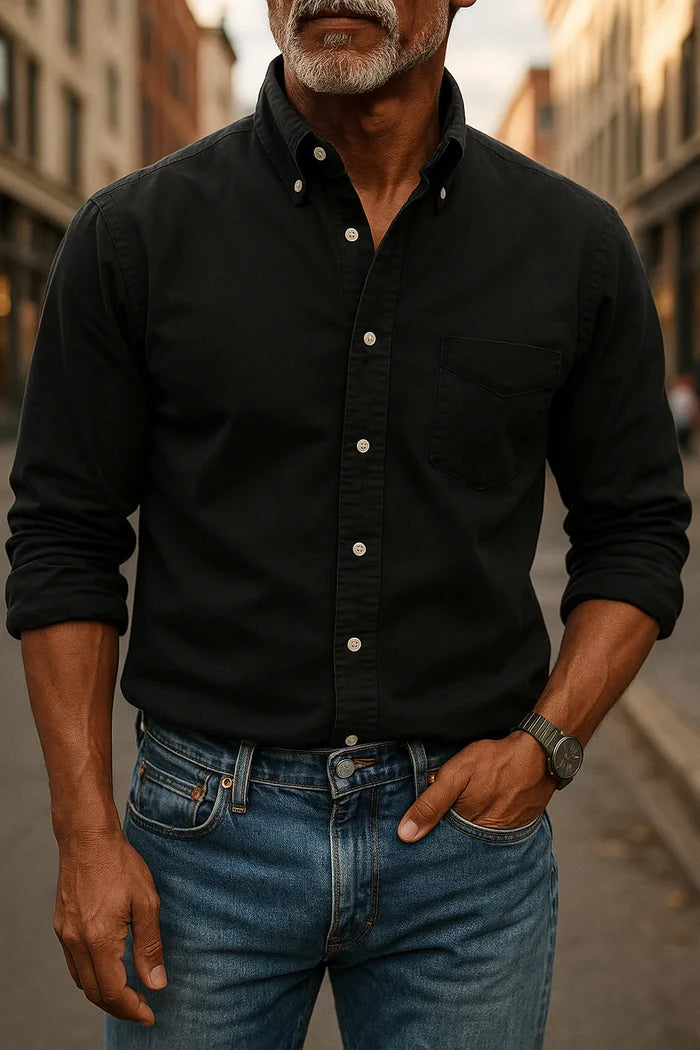 Caleb – Casual Oxford Shirt with Button-Down Collar and Chest Pocket