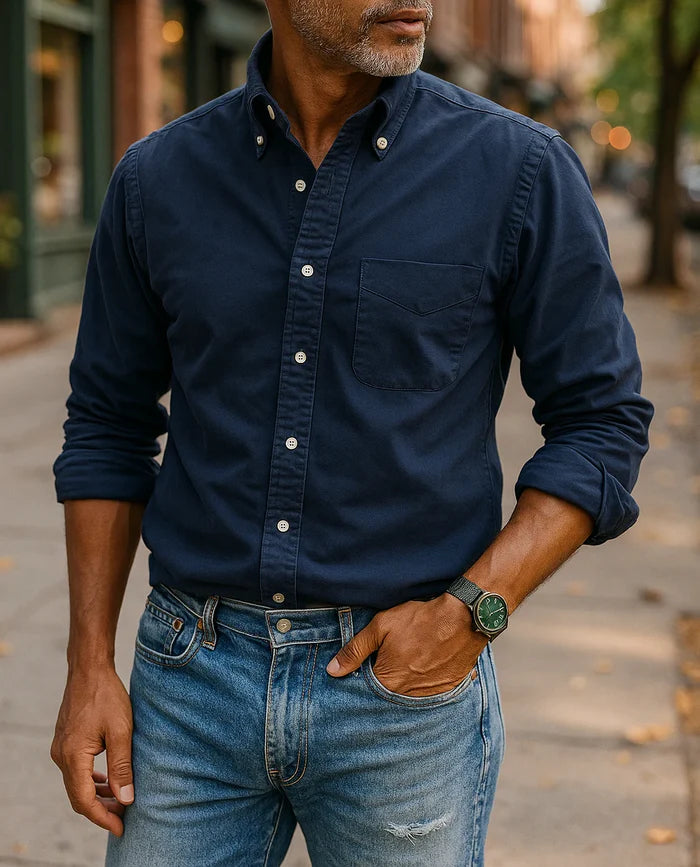 Caleb – Casual Oxford Shirt with Button-Down Collar and Chest Pocket