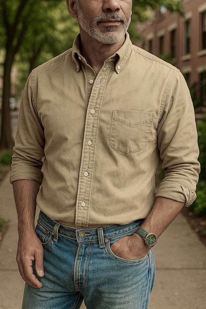 Caleb – Casual Oxford Shirt with Button-Down Collar and Chest Pocket