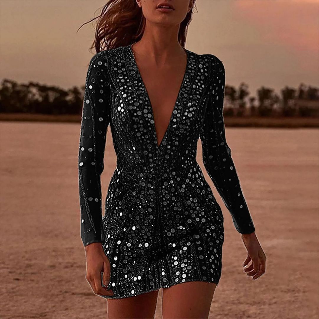 Celestia | Women's Party Sequin Long Sleeve Mini Dress