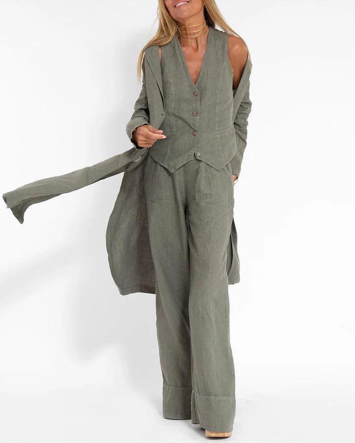 Claire - Sleek Vest and Relaxed Wide-Leg Pants Set