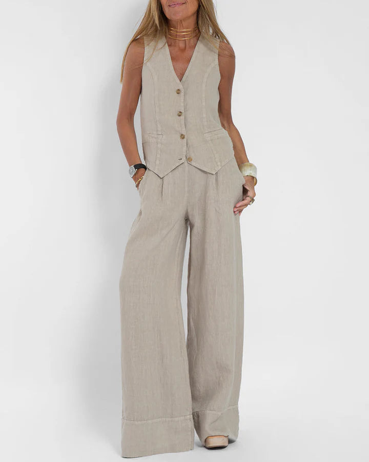 Claire - Sleek Vest and Relaxed Wide-Leg Pants Set