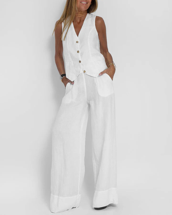 Claire - Sleek Vest and Relaxed Wide-Leg Pants Set