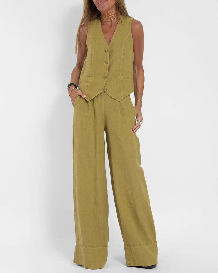 Claire - Sleek Vest and Relaxed Wide-Leg Pants Set