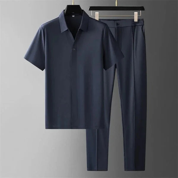 Darren – Short-Sleeve Shirt and Tapered Trousers Set for Casual Office Wear