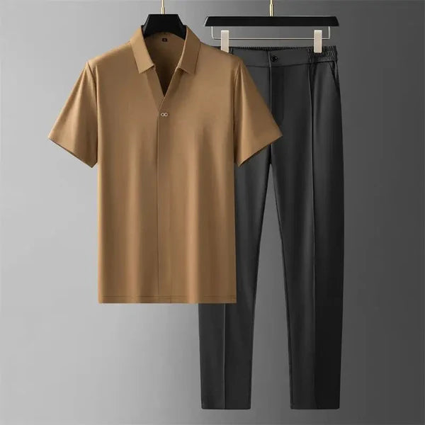 Darren – Short-Sleeve Shirt and Tapered Trousers Set for Casual Office Wear
