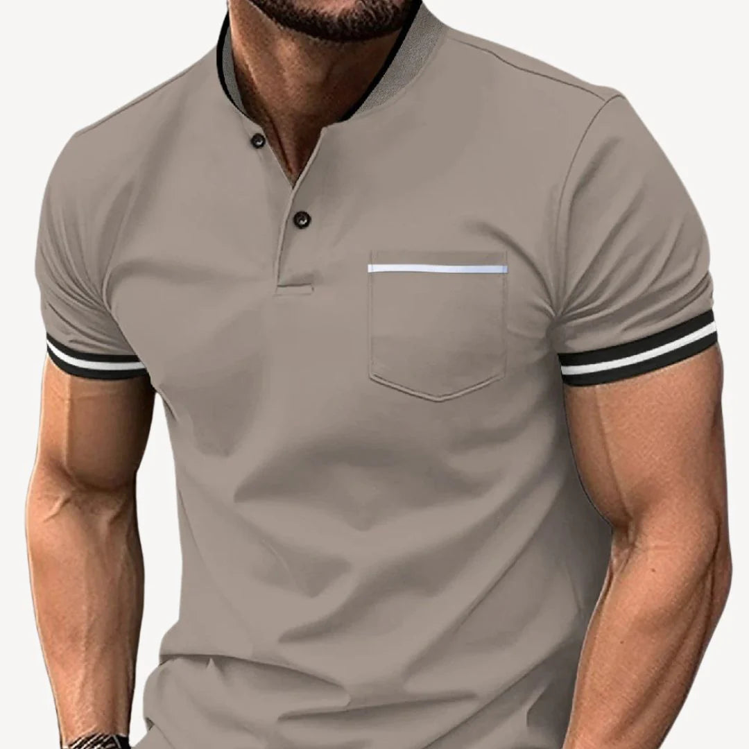 Dorian – Short-Sleeve Polo Shirt with Pocket and Contrast Trim