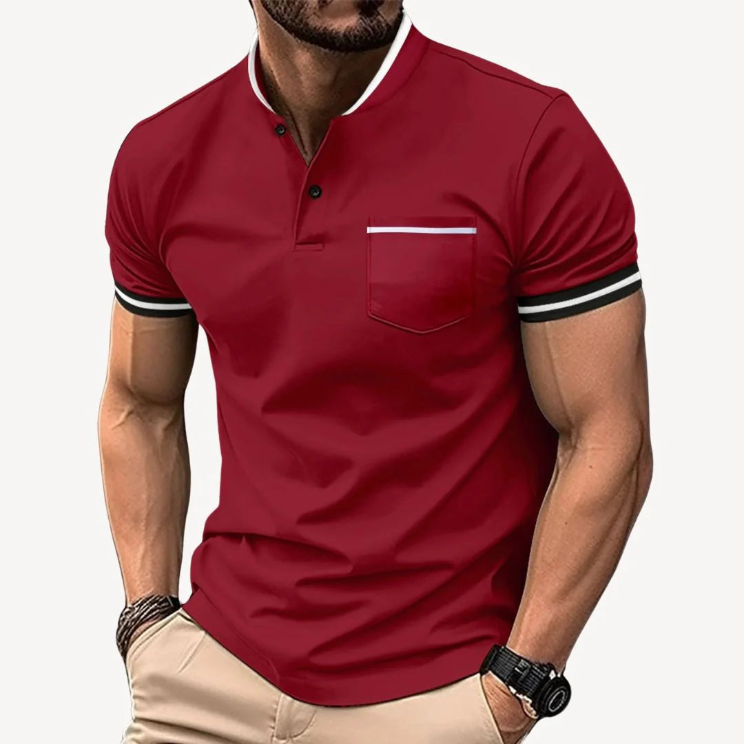 Dorian – Short-Sleeve Polo Shirt with Pocket and Contrast Trim