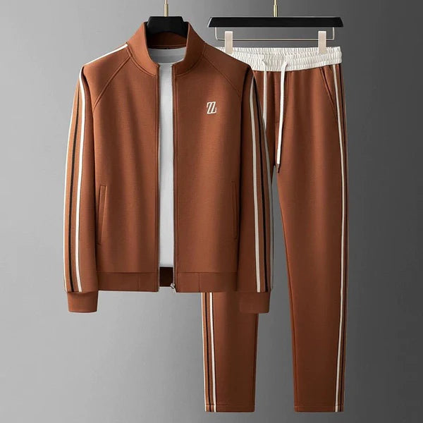 Dylan - Sport-Luxe Track Set with White Trim and Elastic Waistband