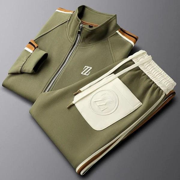 Dylan - Sport-Luxe Track Set with White Trim and Elastic Waistband