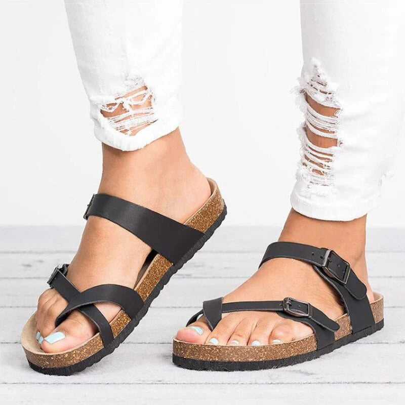 Elena – Comfort T-Strap Sandals with Adjustable Buckles