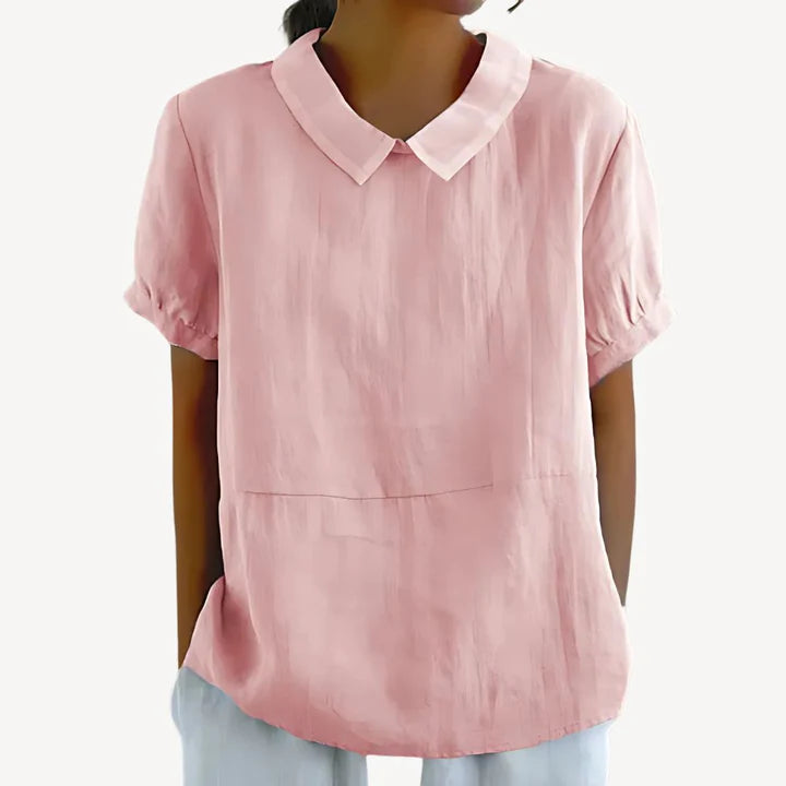 Orla - Puff Sleeve Blouse with Peter Pan Collar and Loose Fit