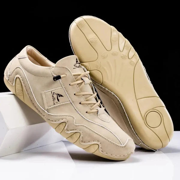Emmett – Casual Driving Shoes with Contrast Stitch and Wave Sole Design