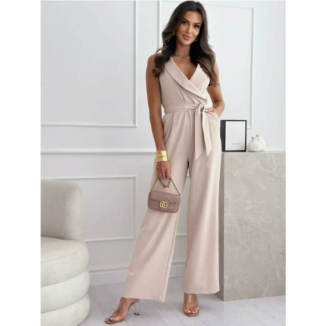Evelina - Sleeveless Wrap Jumpsuit with V-Neck
