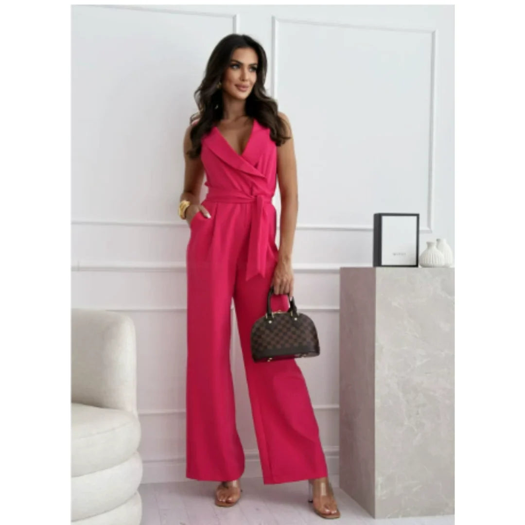 Evelina - Sleeveless Wrap Jumpsuit with V-Neck