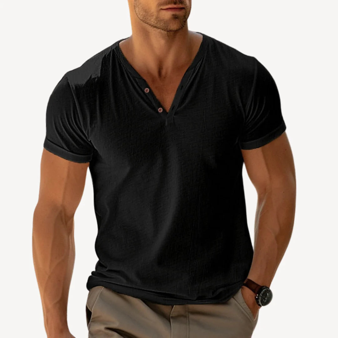 Felix – Lightweight V-Neck Henley Tee for Casual Summer Outfits