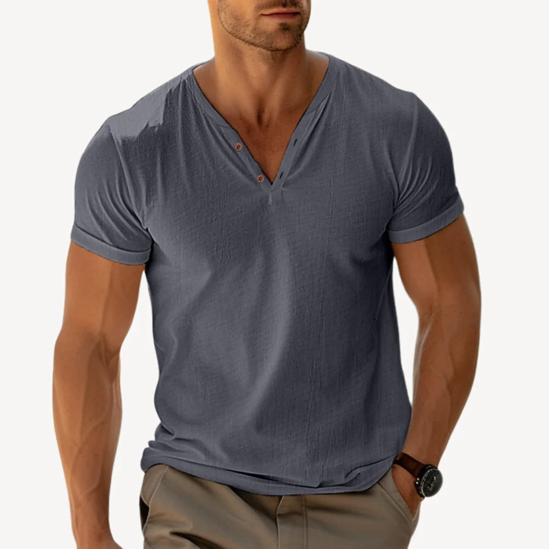 Felix – Lightweight V-Neck Henley Tee for Casual Summer Outfits