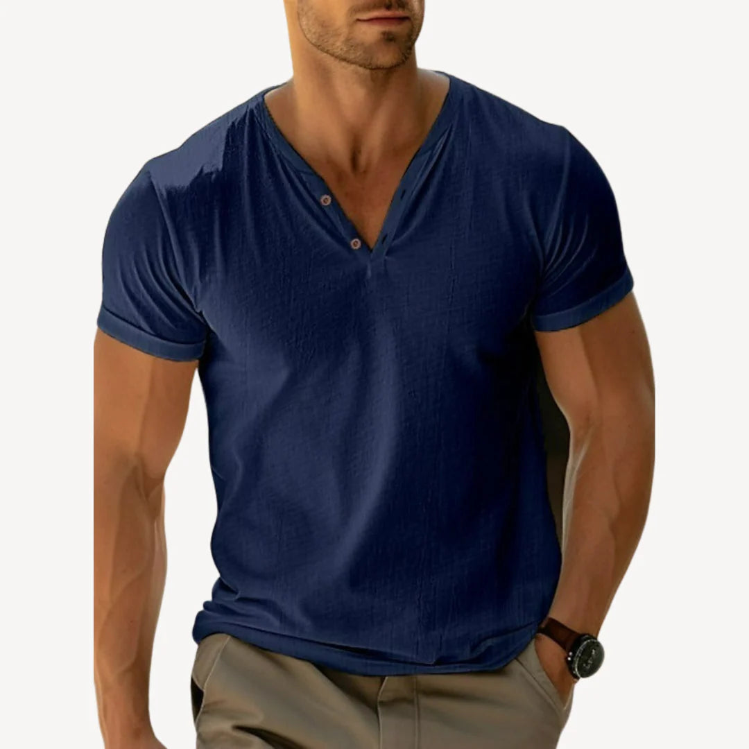 Felix – Lightweight V-Neck Henley Tee for Casual Summer Outfits