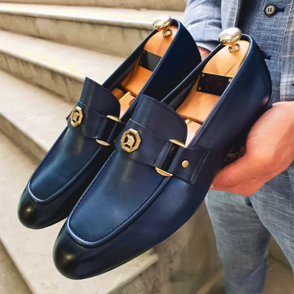 Graham – Formal Loafers with Gold Emblem Strap