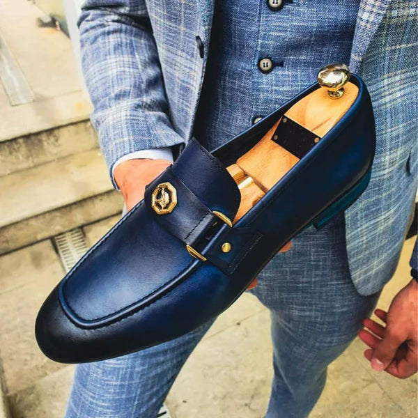 Graham – Formal Loafers with Gold Emblem Strap