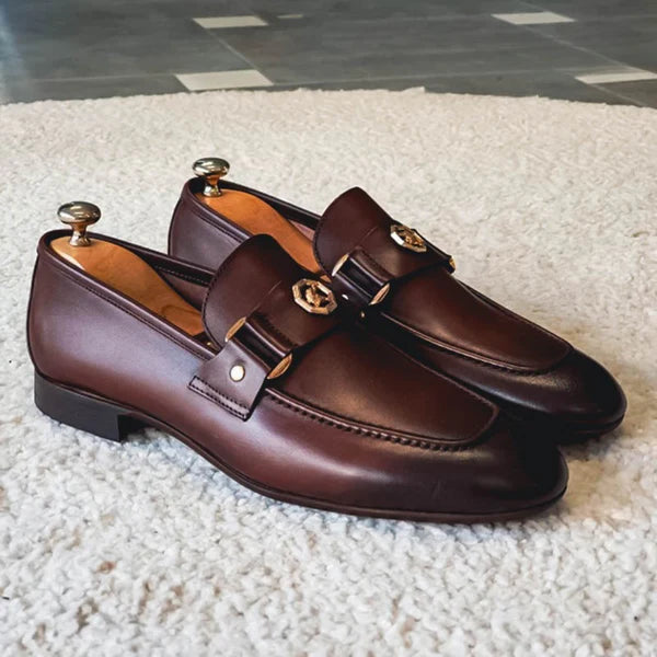 Graham – Formal Loafers with Gold Emblem Strap