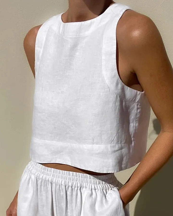 Isadora - Two-Piece Set with Sleeveless Crop Top and Wide-Leg Pants