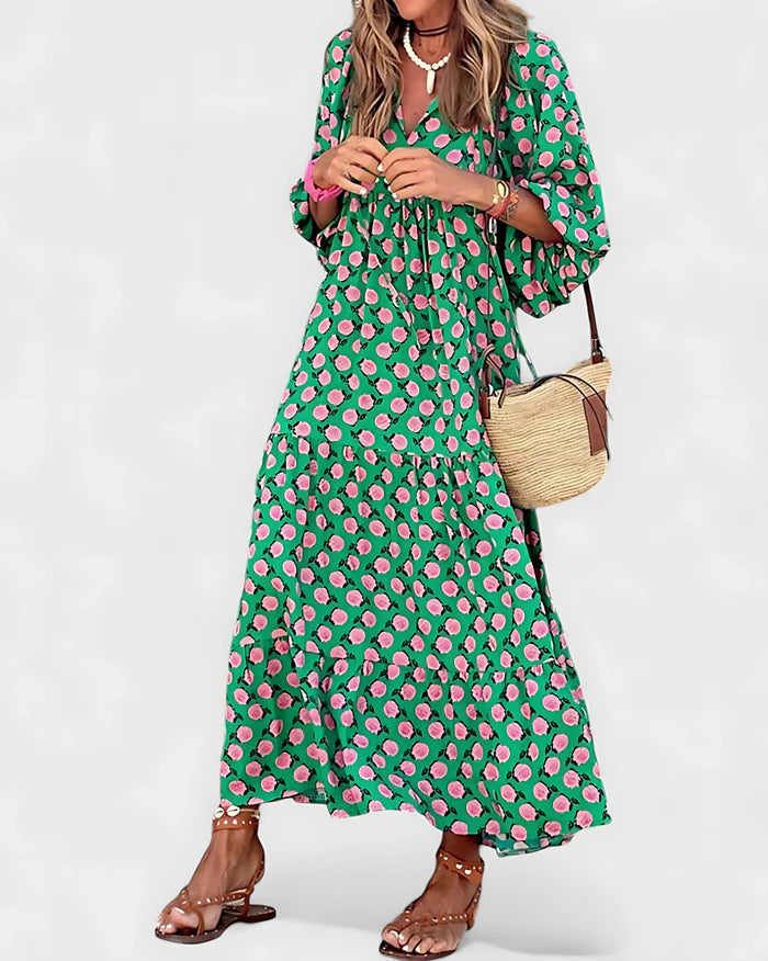 Isla – Tiered Maxi Dress with Flowy Sleeves and Relaxed Fit
