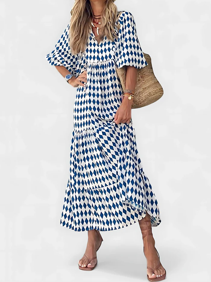 Isla – Tiered Maxi Dress with Flowy Sleeves and Relaxed Fit