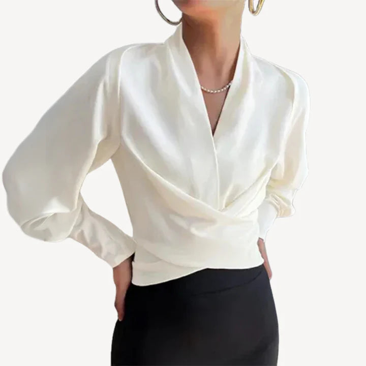 Juliette - Minimalist V-Neck Wrap Blouse with Tailored Fit