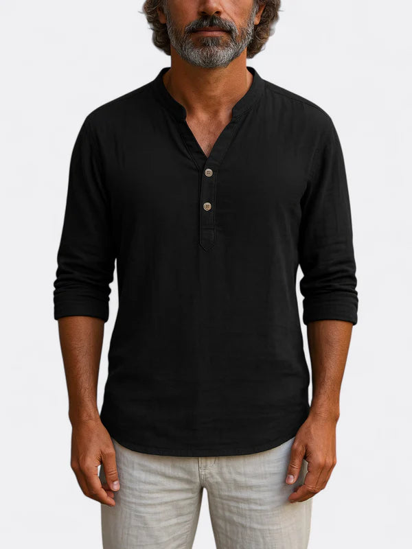 Liam - Lightweight Casual Henley Shirt with Buttoned Placket
