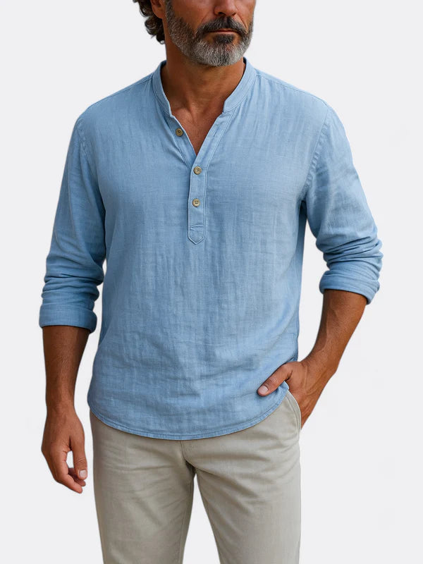 Liam - Lightweight Casual Henley Shirt with Buttoned Placket