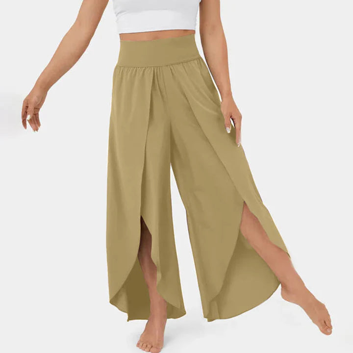 Liana – Split Leg Wide-Leg Pants with High Waistband