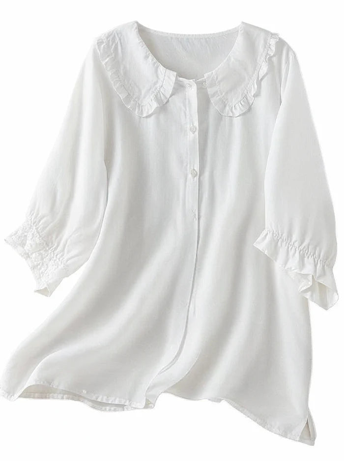 Lydia - Ruffle Collar Blouse with Puff Sleeves