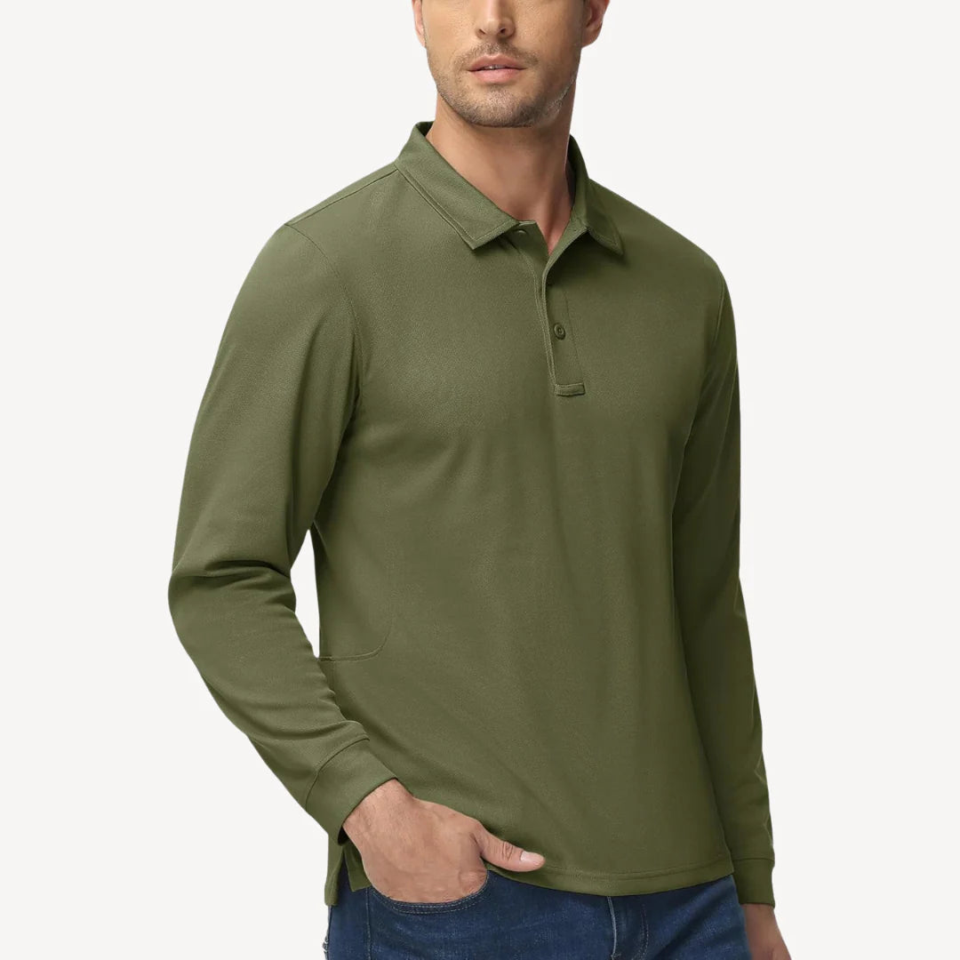 Myles – Long-Sleeve Polo Shirt with Classic Collar for Everyday Style