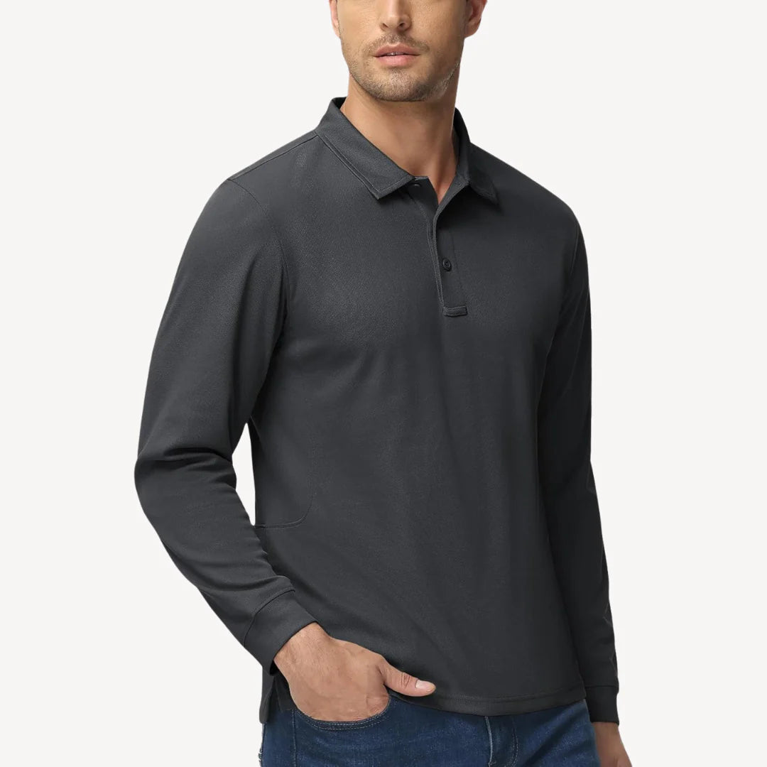 Myles – Long-Sleeve Polo Shirt with Classic Collar for Everyday Style