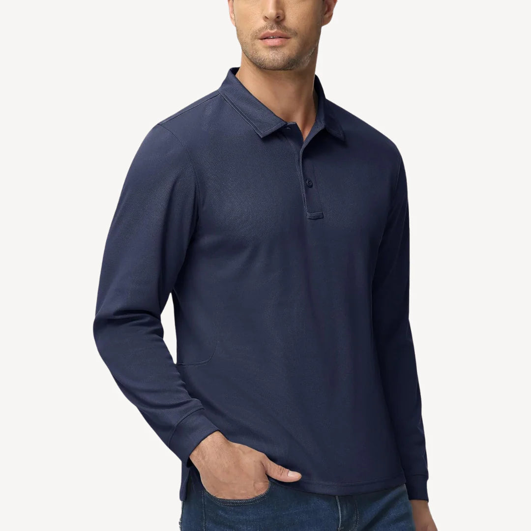 Myles – Long-Sleeve Polo Shirt with Classic Collar for Everyday Style