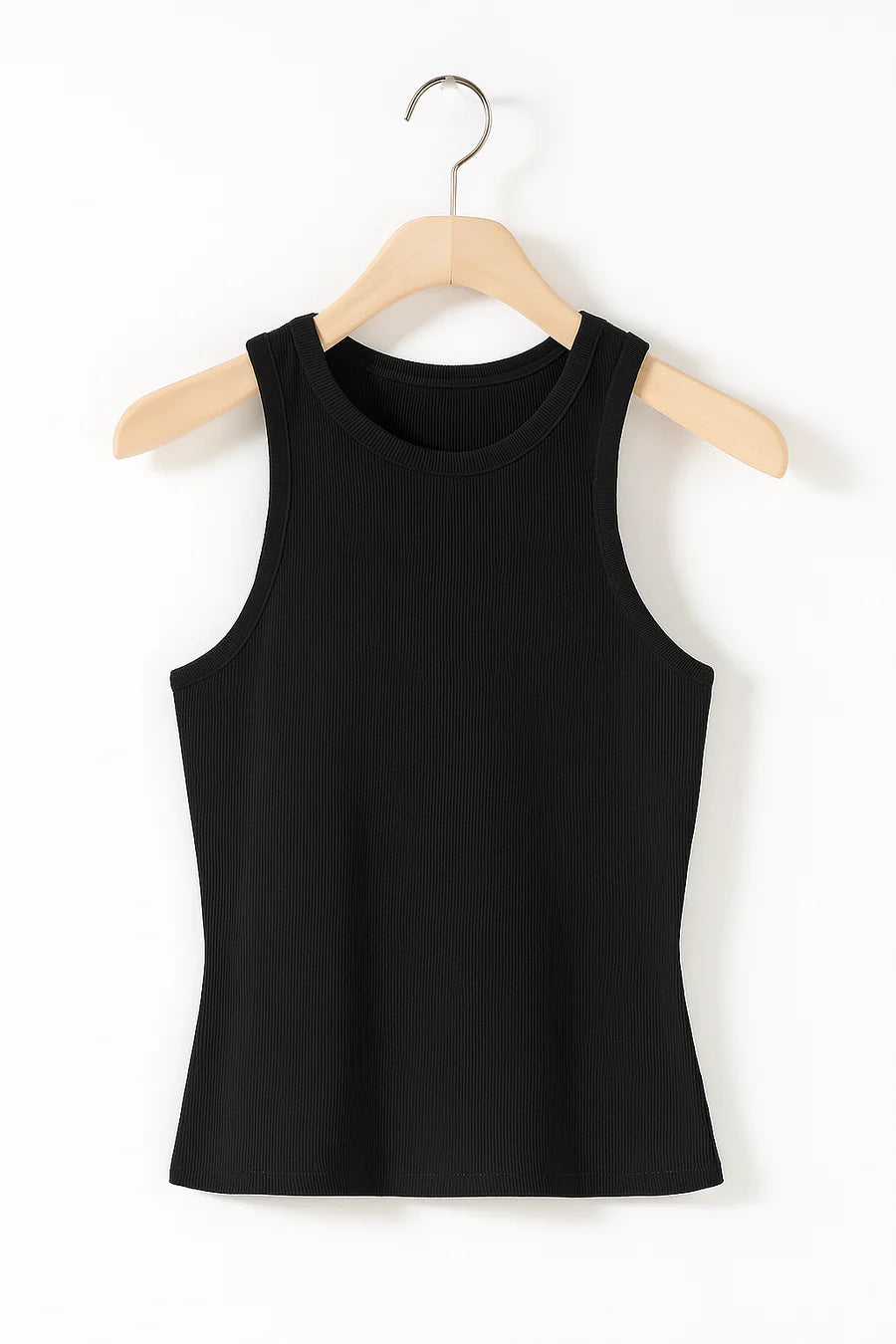 Nyla - Ribbed Sleeveless Top with High Neckline and Sculpted Fit