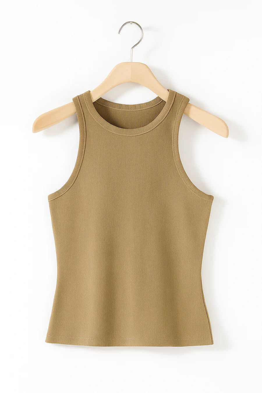 Nyla - Ribbed Sleeveless Top with High Neckline and Sculpted Fit