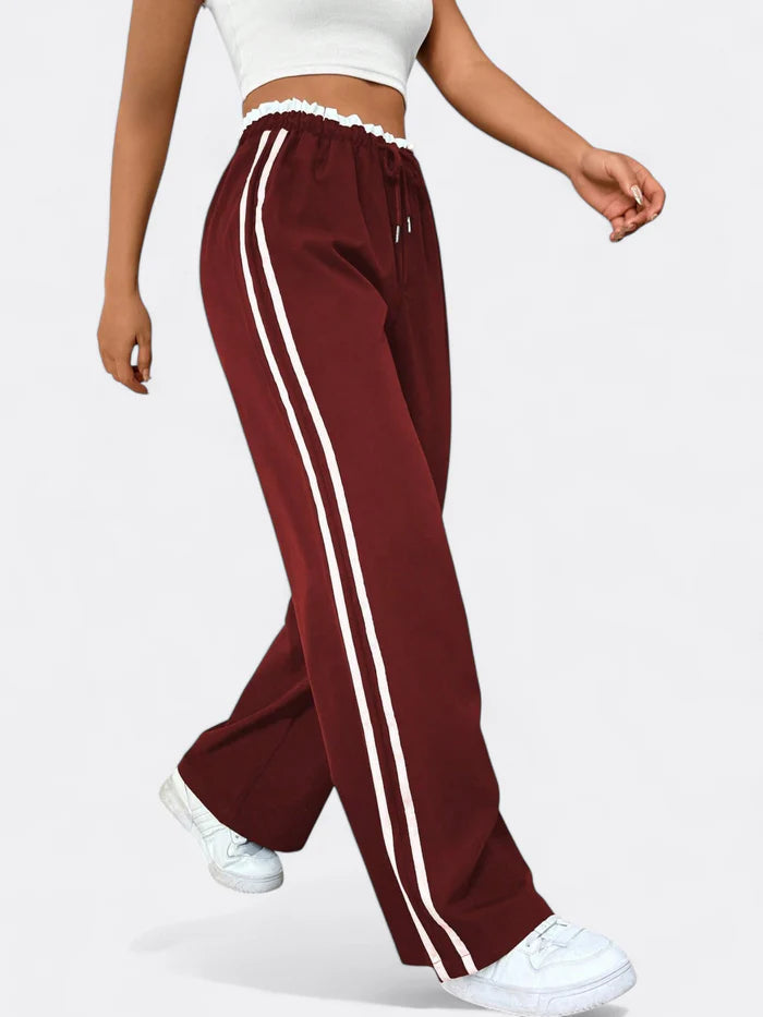 Sophie - High-Waisted Track Pants with Side Stripes