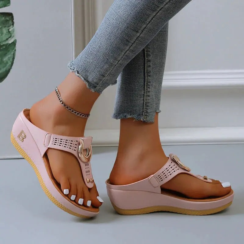 Talia | Women's Summer Wedge Sandals with Buckle Detail