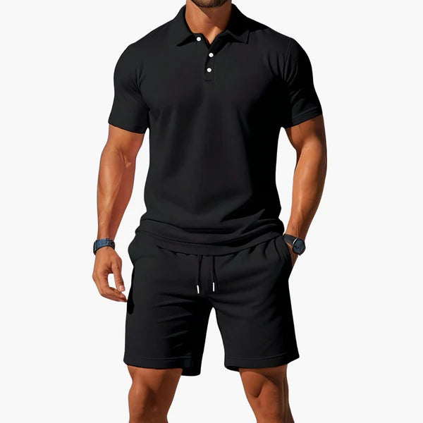 Aiden – Summer Polo Shorts Set with Textured Detailing