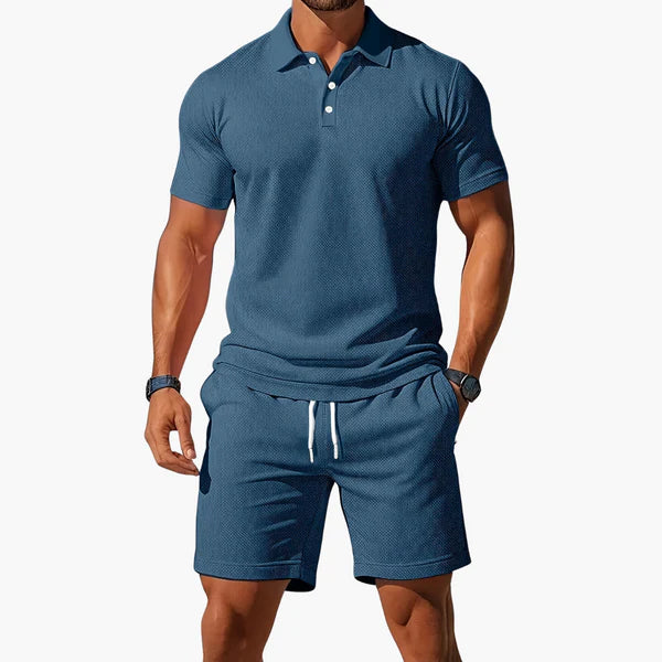 Aiden – Summer Polo Shorts Set with Textured Detailing