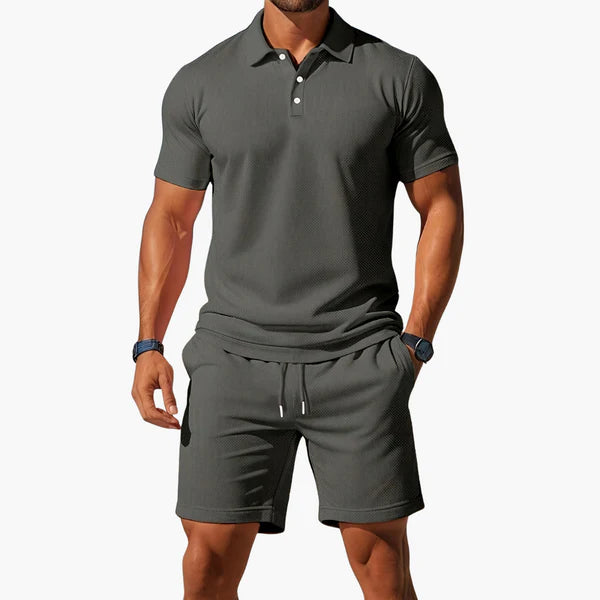Aiden – Summer Polo Shorts Set with Textured Detailing