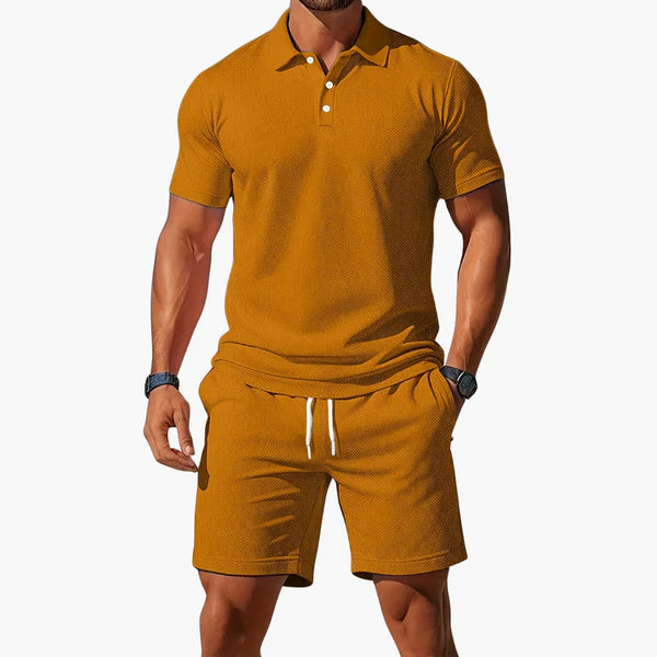 Aiden – Summer Polo Shorts Set with Textured Detailing