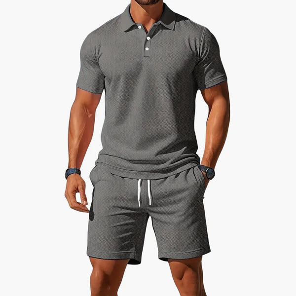 Aiden – Summer Polo Shorts Set with Textured Detailing