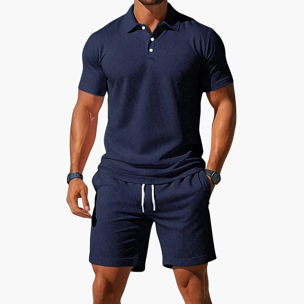 Aiden – Summer Polo Shorts Set with Textured Detailing