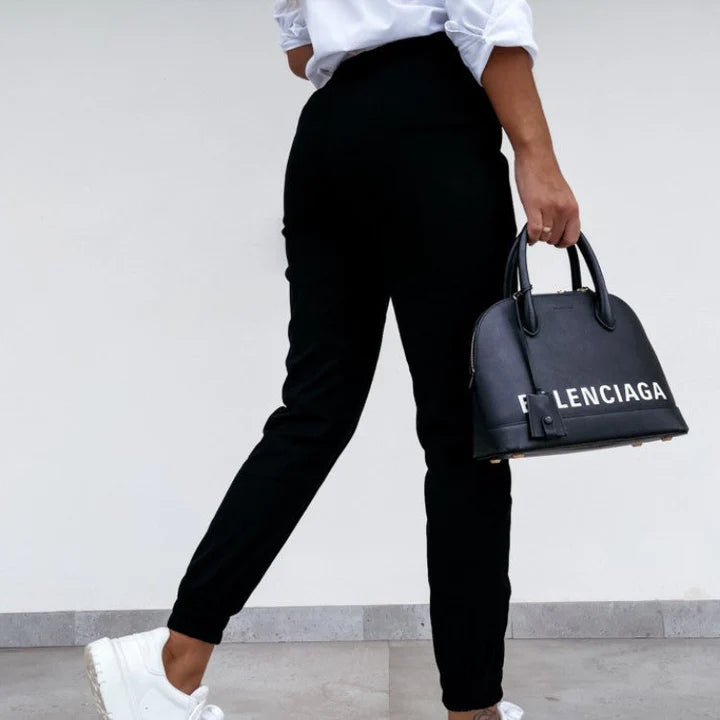 Ava - Slim-Fit Tapered Pants with High Waist and Casual Jogger Cuffs