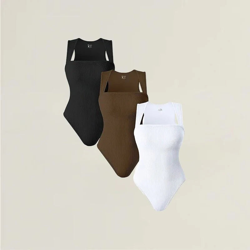 Ayva – Ribbed Bodysuit with Wide Straps and Scoop Back